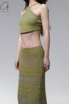SWAYING/KNIT gradient strapless halterneck top SW23SS1T36 gradient green PS61